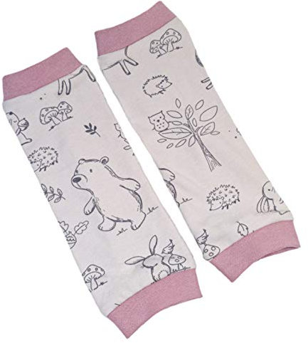 la.nunu Stulpen - Waldfreunde Rosa 0-23 Monate - Beinstulpen für Babys und Kinder aus Baumwolle - Handarbeit - Kinderstulpen und Babystulpen für Mädchen