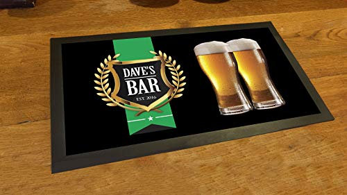 Artylicious Tapis de bar personnalisable avec ruban vert