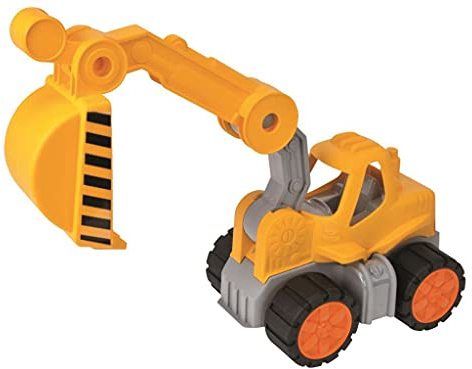 BIG Spielwarenfabrik 800055833 Big-Power-Worker Bagger, Spielzeug Auto ideal für Unterwegs, Reifen aus Softmaterial, beweglicher Ladearm mit Schaufelfunktion, Sonnengelb für Kinder ab 2 Jahren