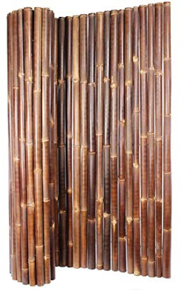 Sichtschutzmatte H200xL250cm mit 4-6cm aus schwarzen Wulung Bambusrohren - Bambusmatte Roll Bambus Matte Gartensichtschutz