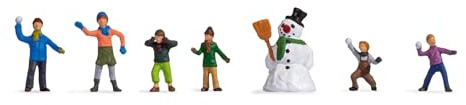 NOCH® Kinder im Schnee, bewegliche Miniaturfiguren für Winterdioramen, Spurweite H0