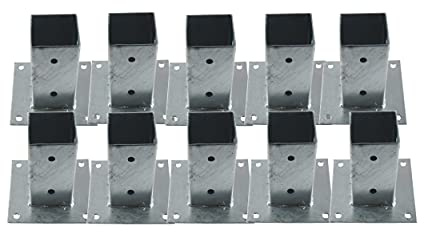 10 Stück EXCOLO Pfostenträger 150mm hoch verzinkt als Bodenhülse für Beton oder festen Untergrund Zaunträger Aufschraubhülse Hülse Bodenplatte Anker (quadratisch 70x70 mm)