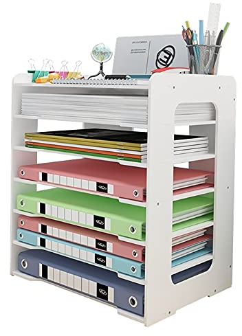 Hggzeg Briefablage-Organizer, Büro-Schreibtisch, ordentliches Aufbewahrungsregal, Dokumentenhalter, A4-Papier-Ablagefächer für Zuhause, Büro, Schule, 7 Etagen