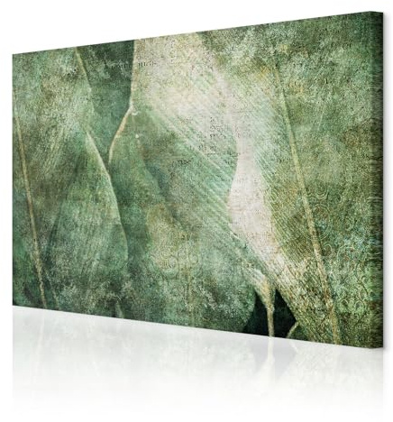decomonkey Wandbilder Abstrakt 120x80 cm 1 Teilig Leinwand Kunstdruck Laub | Strukturleinwand, Holzkeilrahmen, Bild auf Leinwand, Wanddeko, Wohnzimmer, Wanddekoration, Modern, Pflanzen, Grün
