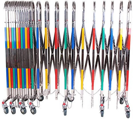 Scherengitter aus Rostfreier Stahl, Erweiterbare Mobile Barrikade, Maximale Länge 8,2 FT, Barrikadensystem Faltbare Straßensperre, Absperrgitter, Schutzgitter, Mobilzaun, Absperrzaun,1.5x2.5m