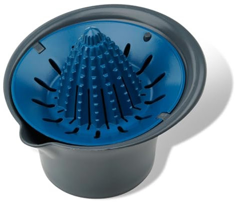 Tasty Citrus Press with Container, Manual Juicer for Citrus Fruits, Lemon Juicer Squeezer with Seed Filter, Hand Juice Presser, Dimensions: 11x10x 9cm approx. 2 Lemons, Colour: Blue, Grey