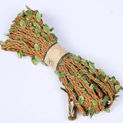 chlzekai 10 m gewachstes Seil, grüne Blätter, geflochtene Schnüre, Schnur, Polyesterband, Geschenk, Blumenstrauß, Wickelseile für Heimdekoration, DIY-1,10 m