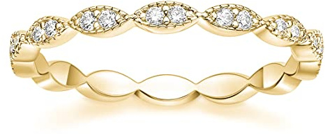 Zakk Eternity Ring Damen Vorsteckring Rosegold Silber Schmal Ewigkeitsringe Zirkonia Oval Milgrain Verlobungsringe Eheringe Trauringe