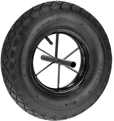 Relaxdays Ruota per Carriola, 4.80 4.00-8, ad Aria, Pneumatico di Scorta con ASSE per Carretti, Fino a 120 kg, Nero