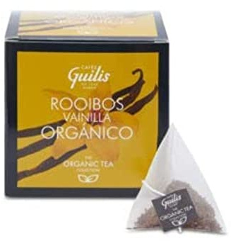 CAFES GUILIS DESDE 1928 AMANTES DEL CAFE Rooibos Orgánico de Vainilla en Hoja Caja 15 Pirámides - Pack 4