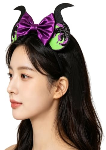 LEEMASING Mausohren-Stirnband, Maleficent, Halloween-Stirnband für Halloween, Cosplay, Party, Gastgeschenk (03)