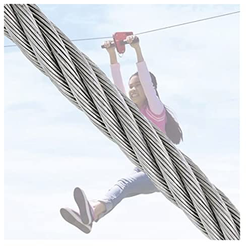 drahtseil stahlseil 6mm Zipline-Kabel, Hochbelastbar Verzinkter Stahl Drahtseil für Flugzeuge Seilbahn-Kabel für Haus Hinterhof Zipline, 10 20 30 40 50 60 70 80 90 100 M lang ( Size : 20M/65.6ft )
