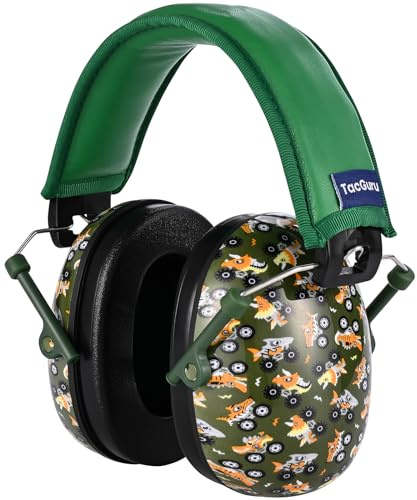 TacGuru 130 Special Edition, Kids Ear Protection Earmuffs, Hearing Protection for Kids, One Size for 3-16 Yr Old, Trucks Pattern