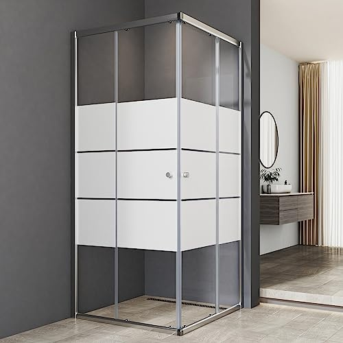 Duschkabine 90x90x185cm Milchglas Duschkabine Eckeinstieg mit Doppel Schiebetür 6mm ESG Milchglas Dusche Duschabtrennung Duschwand