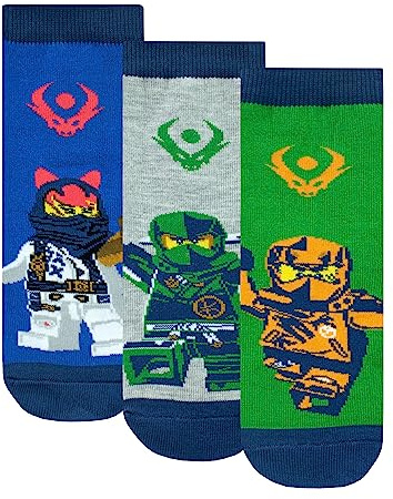 LEGO Ninjago Socken 3er Pack | Ninja Jungen Socken | Packung mit 3 Baumwollsocken für Jungen