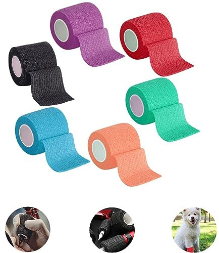 6 Rollen Selbstklebender Verband, 4,5cm x 5m Haftbandage, Elastische Selbsthaftende Verband, Cohesive Bandage, Geeignet für Stretch Sportler, Handgelenk, Füße, Fingerpflaster (6 Rollen, Mehrfarbig)