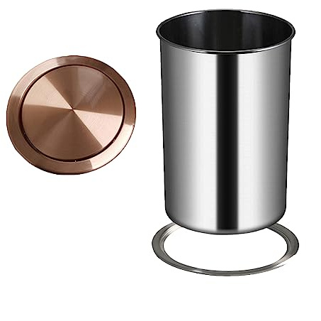 LYXXW Papelera Oculta Papelera Empotrable Mostrador Tapa de Acero Inoxidable Balancín Integrado Cubos Basura Cocina Hogar Baño Uso Basura,Oro