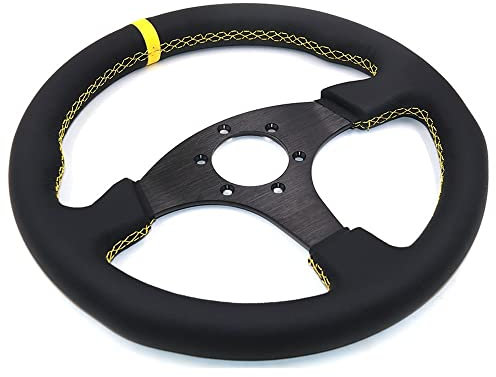 Volante Sportivo Auto,Volante A Calice Auto Universal 13inch 330mm Racing Stewing Stewing Stewing Game Simulated Game Karting Decorazione (Color : 6028BK ZP YL YL)