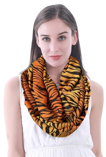 Lina & Lily Damen Loop Schal Halstuch mit Tiger-Print