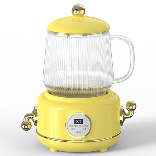 ZORZA Small electric kettle 0.6L, smart tea and coffee kettle, electric kettle, portable tea kettle water boiler, temperature control, suitable for office kitchen,yellow,0.6L