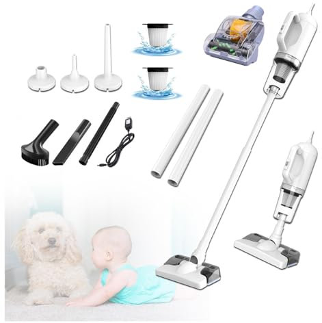 Balai Vapeur Sans Fil 5 en 1 Compact - Léger, 35Min Autonomie, Aspirateur Nettoyeur Vapeur Pour Sol Dur Tapis Poils D'animaux Voiture