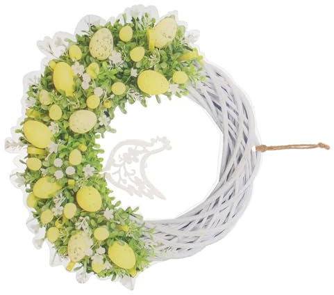 HOLIDYOYO Osterkranz Künstlicher Osterei-Kranz für Die Haustür -Türkranz Frühlingskranz mit Pastellfarbenen Eiern Hahn Und Gemischten Zweigen für Osterparty-Dekorationen