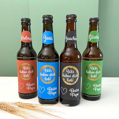 Personalisiertes Bieretikett | Vatertag | Aufkleber für eine personalisierte Bierflasche mit Rubbellos | Bester Papa | Vatertagsgeschenk (Schwarz, mit Rubbelsticker)
