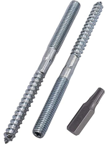 SKIR'CO (10 Stück) Stockschrauben M8 x 110 mm, Dübelschrauben mit Doppelgewinde, Doppelkopfschrauben
