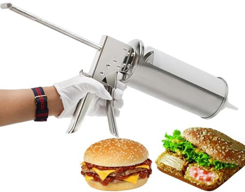 ZJGFCB Hamburger Sauce Gun, Professional Quantitative Sauce Dispenser, Condiment Dispenser Mustard Vinegar Pump, Tomato Sauce Gun, Salad Sauce Gun, Squeeze Applicator for Kitchen
