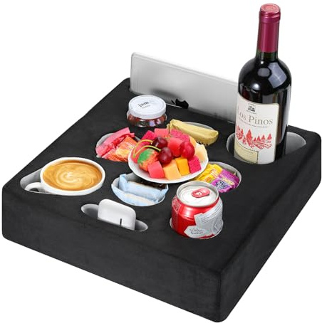 MoKo Getränkehalter Sofa, Couch Organizer, 7 Slot Tablett Bett Caddy, Couch Getränkehalter für Fernbedienung, Snacks, Getränke, Couch Caddy Couch Butler für Bett, Rv, Tv, Auto, Man Cave, Boot
