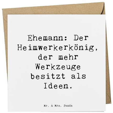 Mr. & Mrs. Panda Grußkarte Spruch Ehemann Heimwerker - Geschenk, anlasskarte, Liebe, Klappkarte, Humor, Verwandte, Werkzeug, doppelkarte, faltkarte, Lächeln, Jubiläen, Familie, Loyalität