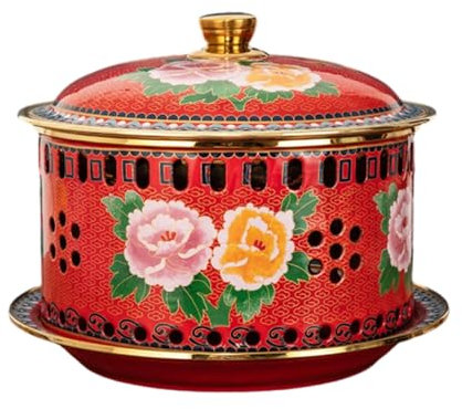 OYWEHECE Cloisonne Kupfer heißer Topf Vintage Chinese Traditionelle Einzelperson Kleiner Kupfer Pot Peking kleine fette Kuh Heißtopf Emaille Farbe Kupfer Heißtopf,D,24CM