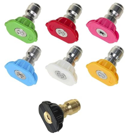 Lot de 7 Embouts de Buse de Pulvérisation pour Laveuse à Pression,Buse turbo pour Nettoyeur Haute Pression,Buse Turbo Rotative,Ensemble d'accessoires pour Nettoyeur Haute Pression,Buse Rotative