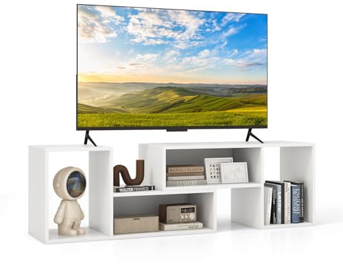 COSTWAY TV-Schrank 2-teilig, freie Kombination, Fernsehtisch für Fernseher bis zu 60 Zoll, Fernsehschrank mit offenen Regalen, Lowboard, multifunktionales TV-Regal für Wohnzimmer (Weiß)