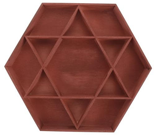 Cabilock Bandeja De Hexagramas De Madera Plato De Frutos Secos Compartimento Bandeja Para Dulces y Aperitivos Para Mesa De Centro