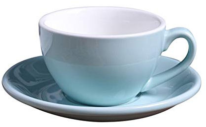 GBZIJIE Sky Blue 220ml Modern Ceramic Coffee Cup Set, Cappuccino Cups with Saucers