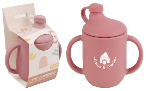 DORON & CHARLIE - Gobelet D'Apprentissage - Repas Enfant - 056740 - Rose - Silicone - 150 ml - Compatible Micro Onde - DME - Machine à Laver - Facile à Nettoyer - Tasse Bébé - À Partir de 4 mois