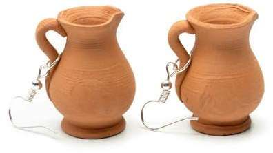 Miniblings Carafe en argile, cruche à eau, maison de poupée miniature, faite à la main, boucles d'oreilles argentées, 30 mm, ton, 30mm, Teinte