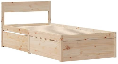 HEFZGDB Massivholzbett ohne Matratze 90x200 Kiefernholz Single Bed Bed Frame Familienbett Bettrahmen für Schlafzimmer Wohnbereich Herberge Gästezimmer