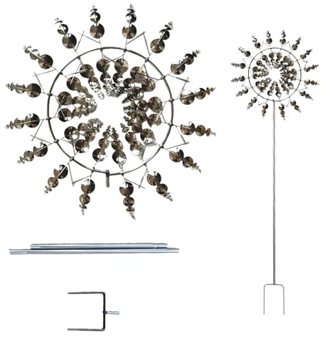 3D Magic Wind Spinner, Garden Windmill, Metal Wind Sculpture Catchers, Magic Windmill Spinner Stake For Patio Lawn Outdoor Decoration