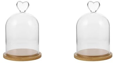 ULTECHNOVO Lot De 2 Cloches Décoratives en Verre avec Base en Bois pour Plantes Médailles Photos Objets De Collection Jouets Fleurs Préservées
