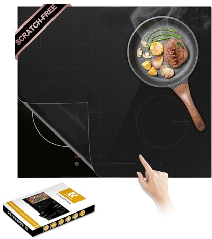 KitchenRaku Tapis à induction translucide, 78 x 52 cm, tapis de protection pour induction, plaque de recouvrement de cuisinière, plaque à induction, cache plaque de cuisson