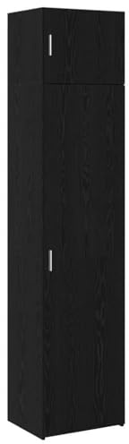 Massbinet Badschrank Schwarze Eiche 50 x 41 x 225 cm Holzwerkstoff Mehrzweck-Universalschrank Schrank mit Regaltüren Einlegeböden für Küche Wohnzimmer & Schlafzimmer