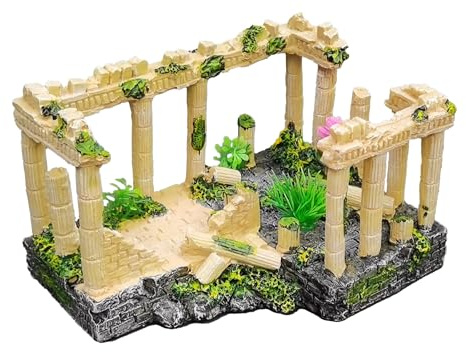 Aquarium Decoration, Simulation Resin Roman Column Ruins, Fish Tank Landscape Hideout Rocks 12184-NEW COLOAR-2D