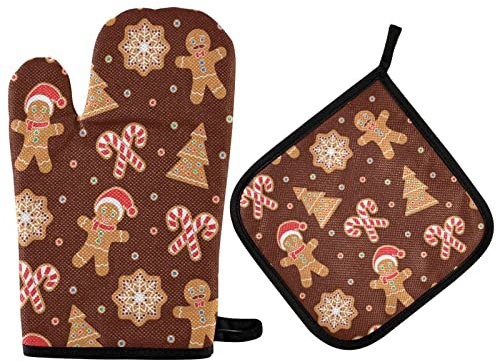 2 pezzi Presine E Guanti Da Forno Christmas Candy Merry Xmas Guanti Da Cucina Divertenti Guanti Da Barbecue Per Cucina, Microonde, Cottura Al Forno