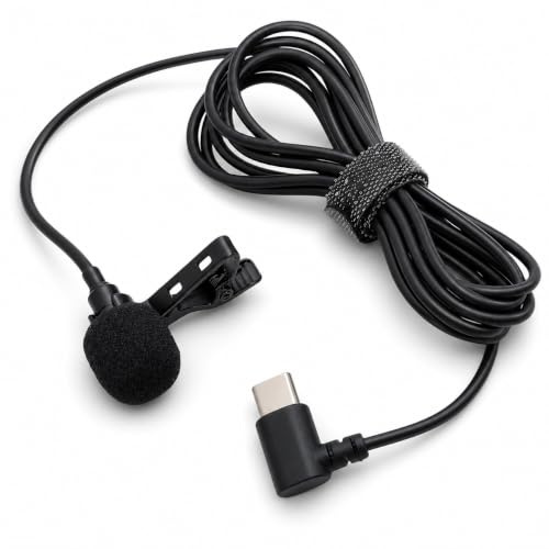Elprico Microfono a Lavano Lavalier, Microfono in Lamino Cablato di Tipo C USB, Indossabile per le Emittenti di Lezioni di Streaming di Intervista Vlog, Super