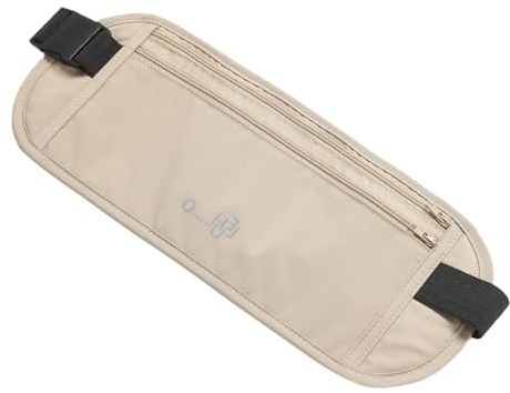 Portafoglio da viaggio sicuro con cinturino regolabile Nascondi Marsupio Custodia per telefono Nascosto Cintura per soldi per uomini e donne Porta passaporto in nylon, cachi, Bellezza di massa