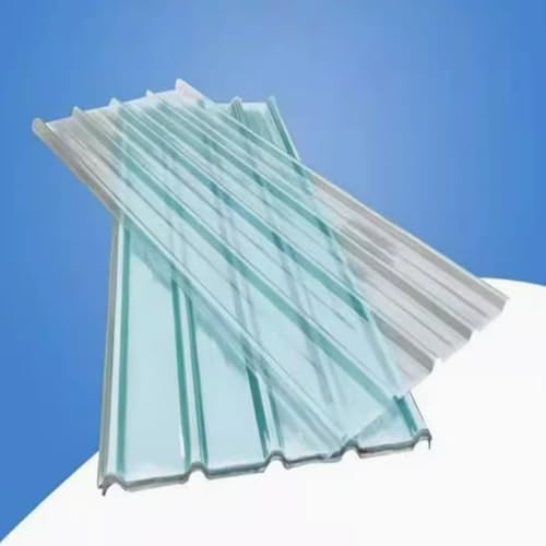 Transparentes Dach für Gewächshaus, Carport, 2 mm, Fiberglas, Tageslichtplatten, UV-Schutz und wasserdicht, regendicht, isolierte Welldachbahnen (0,9 x 1,7 m, 5 Stück)