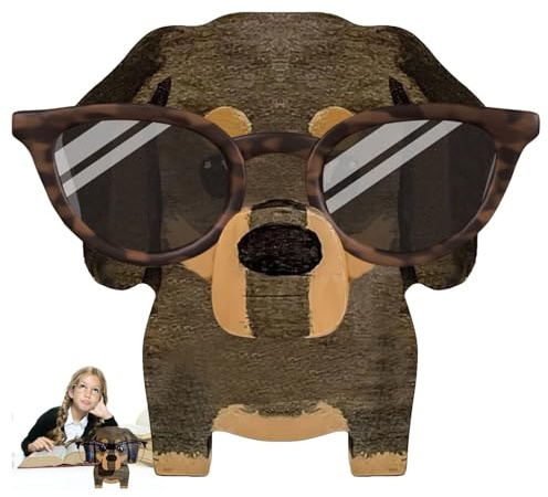 Hunde-Brillenhalter – Brillen-Organizer aus Holz, dekorative Wurst- und Schäferhund-Figuren, niedliches Schreibtisch-Accessoire | Für Büro, Zuhause, Tisch, Arbeitszimmer, Display, Desktop-Dekoration,