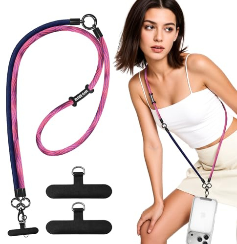 Elderoaki Cell Phone Landyard with Wrist straps, 3 Length Adjustable Thickened Crossbody Phone Strap for Most Smartphones